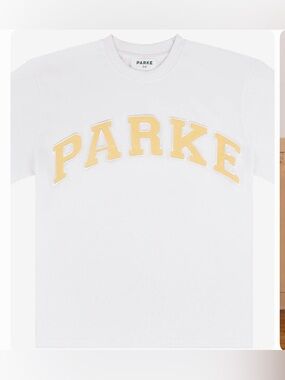 PARKE White Tee with Yellow Logo L/XL
